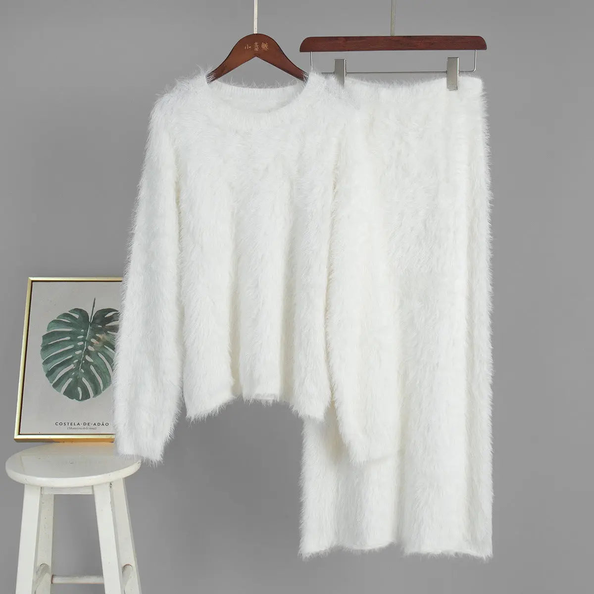 Elegant Nylon Knit Two Piece Set Pullover Sweater Maxi Skirt for Women Bella Mia