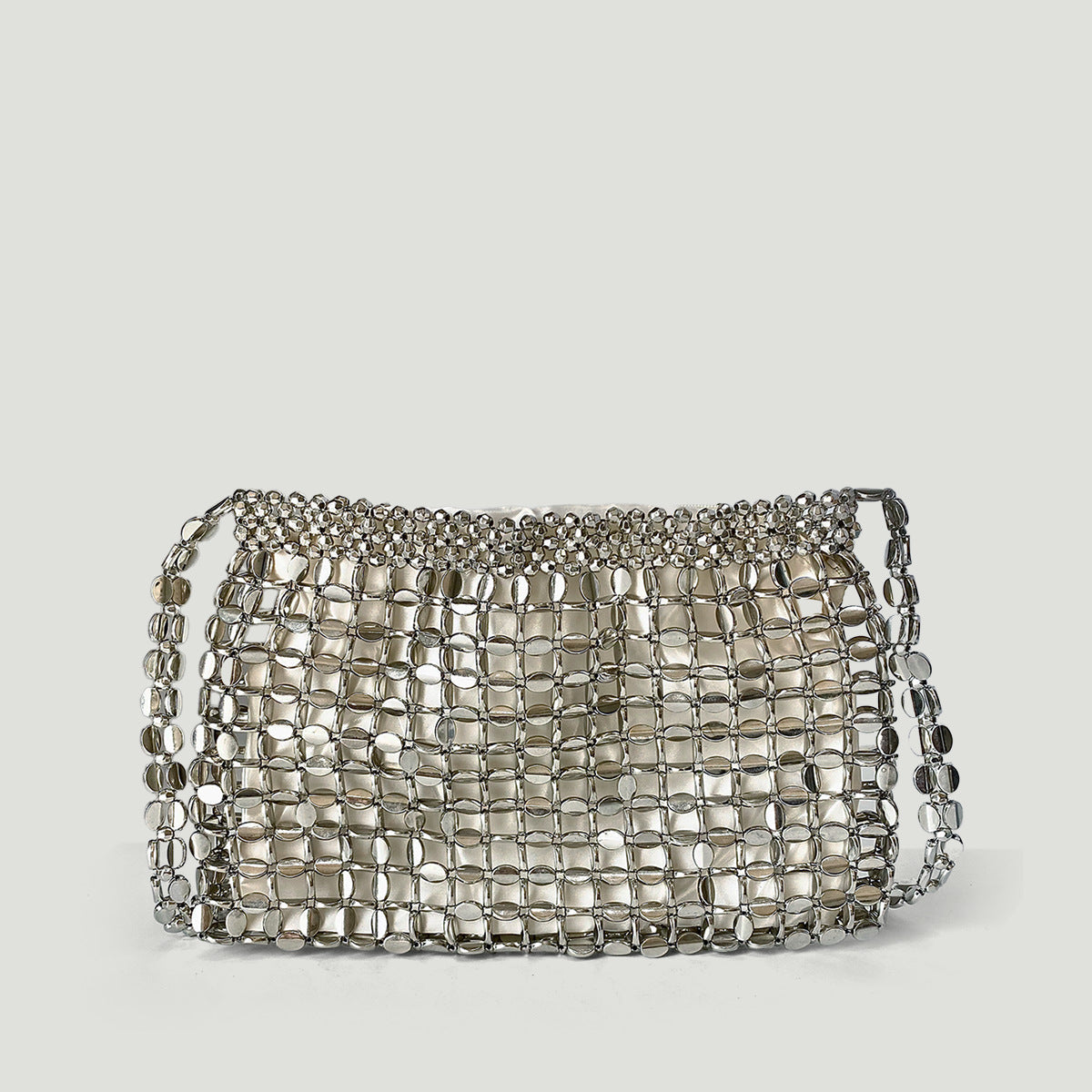 Dumpling Bag Retro Shiny Metallic Sequin Bag Hand Woven Shoulder Bag Travel Holiday Underarm Bag Bella Mia