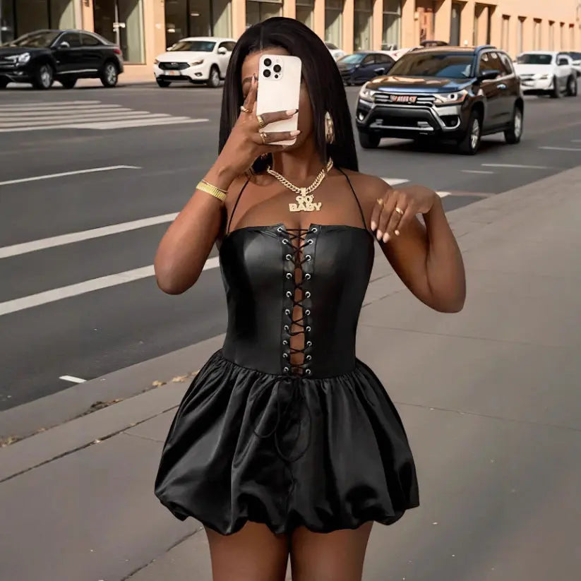 Tube Top Sexy Backless Waist Trimming Bud Swing Dress Women Elegant Dress Bella Mia