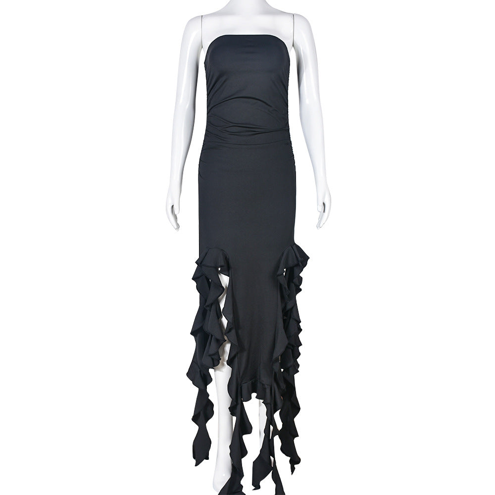 Women Clothing Summer Hollow Out Cutout out Cropped Wave Lace Bandeau Sexy Dress Bella Mia