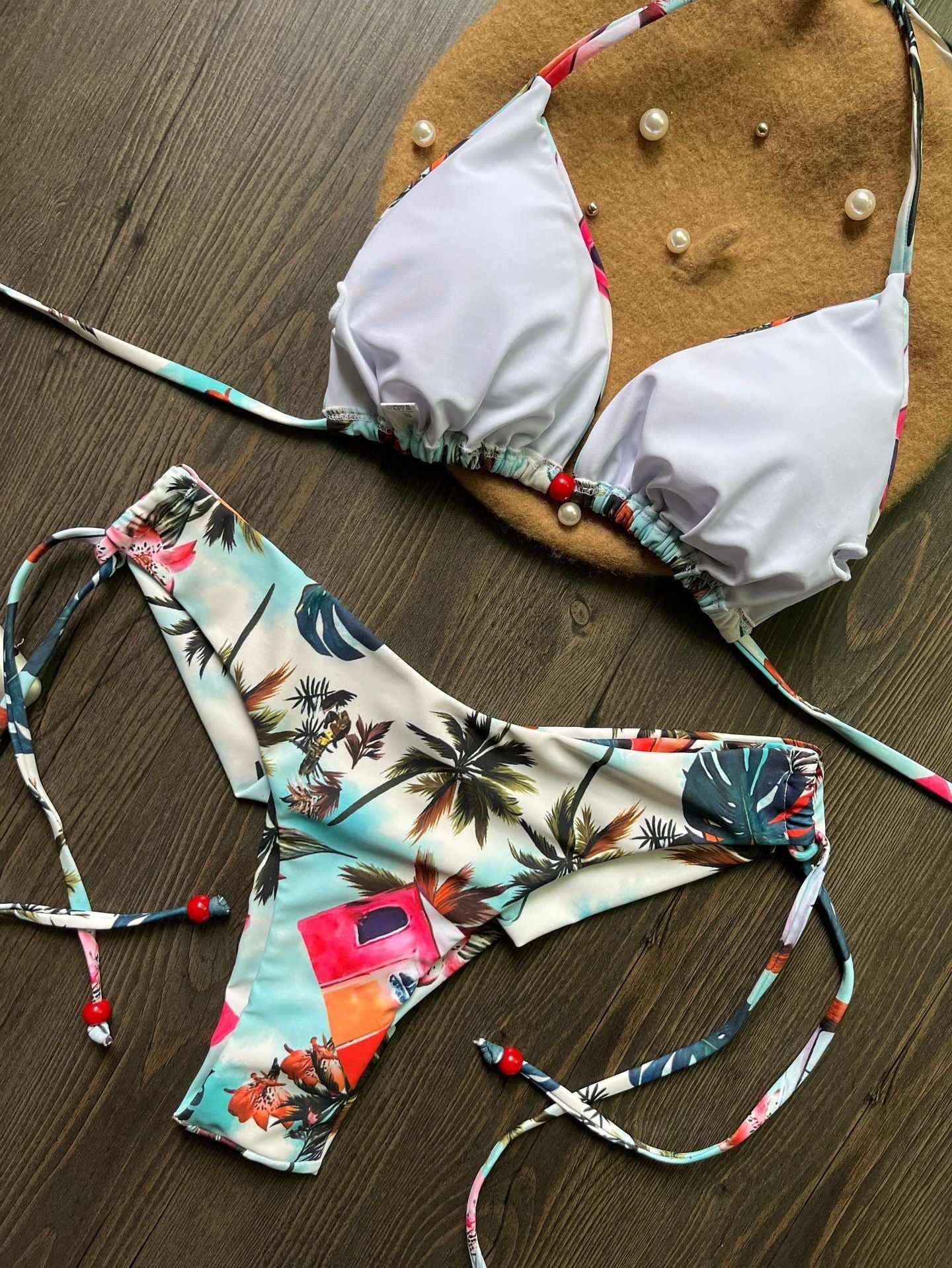 Women Sexy Split Triangle Bag Bikini Fresh Printed Swimsuit Bikini Bella Mia