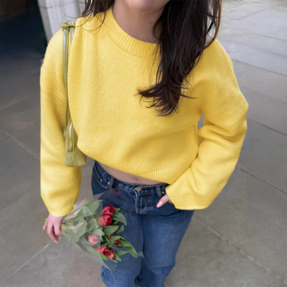 Casual Vacation Wool Long Sleeve T shirt Sweater Women Clothing Autumn Winter Bella Mia