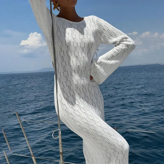 Summer Beach Dress Women Solid Color Sexy Knitted Beach Bikini Swimsuit Blouse Sun Protective Clothing Bella Mia