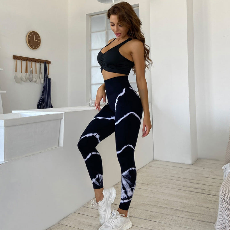 High Top Sports Yoga Pants Sexy Hip Lifting Moisture Absorption Quick Drying Outfit Tie Dyed Ankle Length Pants