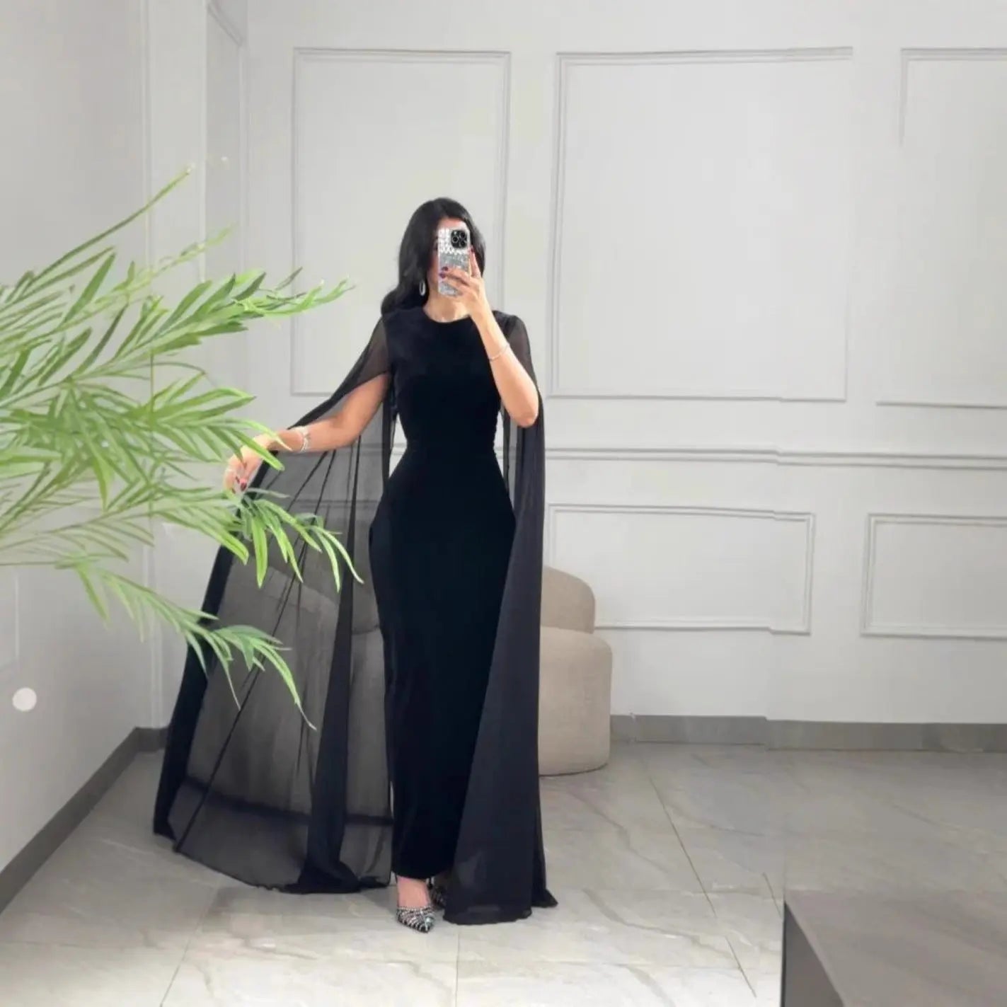 Autumn Winter Women Clothing Middle East Velvet Sheath Sleeve Dress Bella Mia