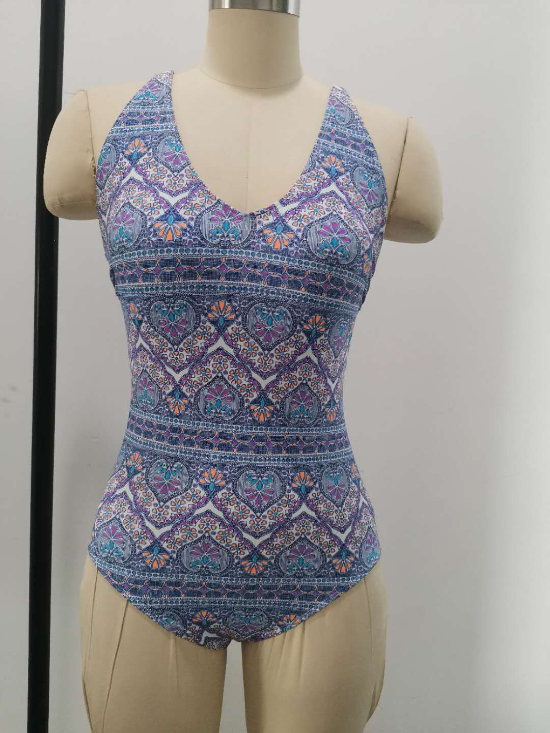 One Piece Swimsuit Sexy Deep V Plunge Yellow Bottom Small Floral Print Spring Bathing Suit Movable Strap Swimsuit Bella Mia