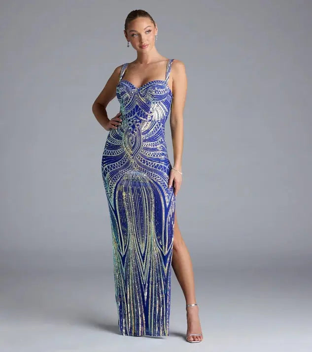 Elegant Sequin Maxi Dress With Sweetheart Neckline And Zipper Bella Mia