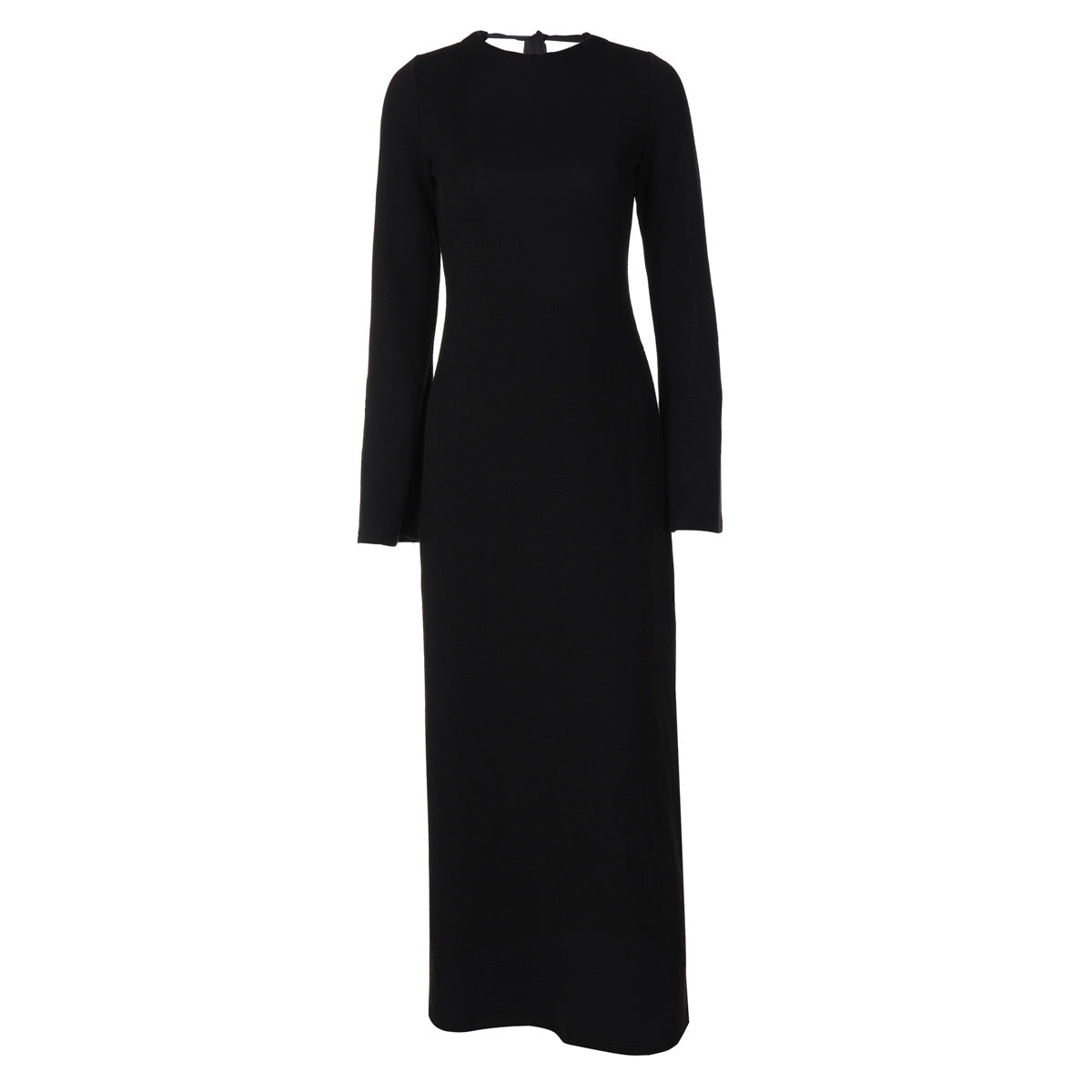 Women Clothing Winter Solid Color Sexy Backless Long Sleeves Lace up Slim Fit Dress Bella Mia