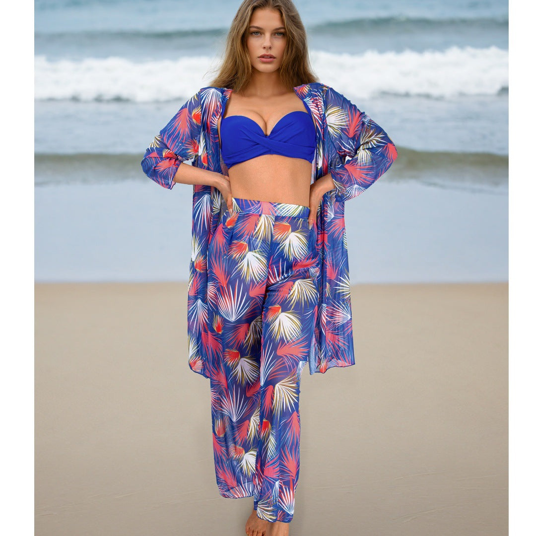 Four Piece Set Women Swimsuit Long Sleeve Blouse Sun Protective Pants Bikini Bella Mia