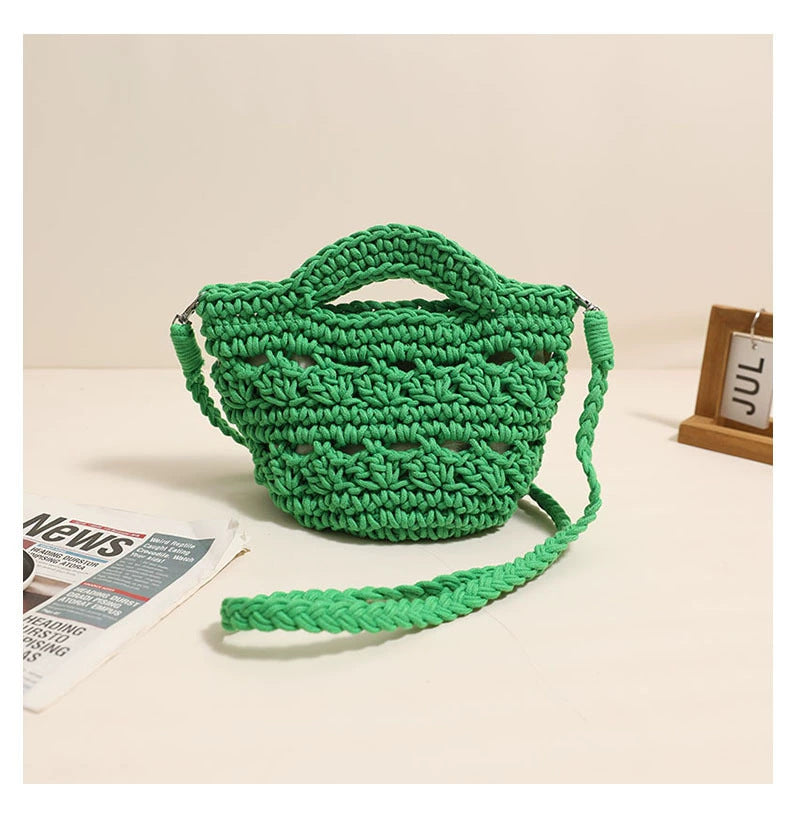 Crossbody Cotton Thread Woven Bag All Matching Hollow Out Cutout Straw Bag Vacation Beach Bag Partysu Women Bag Bella Mia