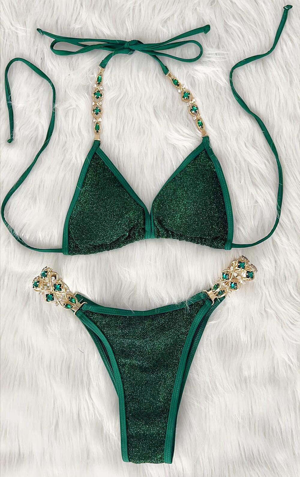 Beach Vacation Bikini Crystal Diamond Women Split Swimsuit Bella Mia