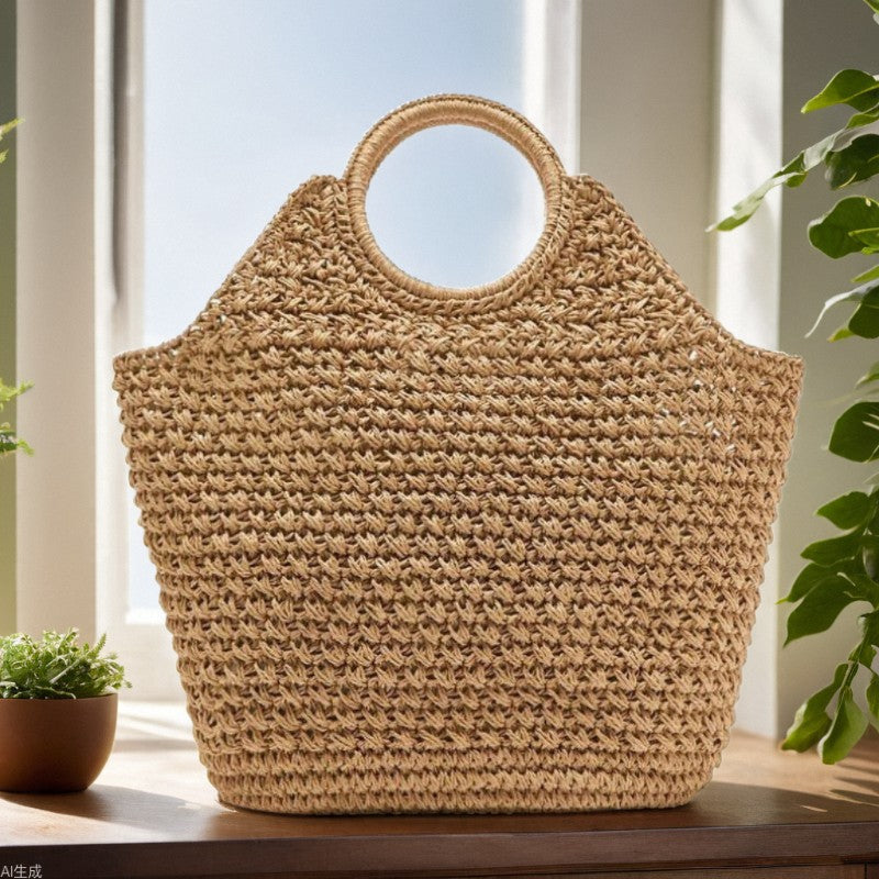 Handmade Straw Bag Ring Hand Carrying Large Capacity Straw Bag Woven Bag Vacation Beach Bag Women Bag Bella Mia