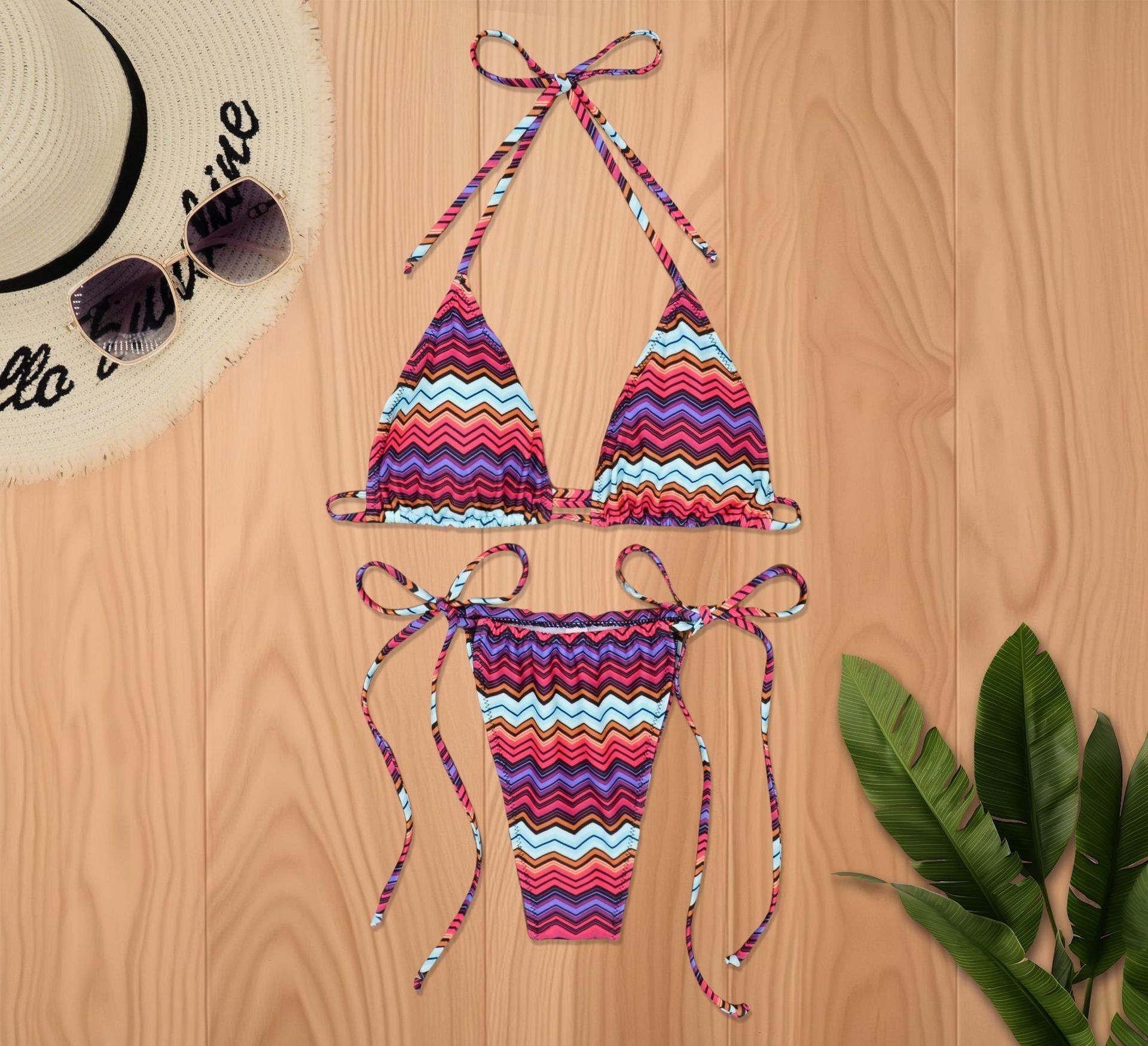 Bikini Three Point Floral Tie Neck Swimsuit Bella Mia