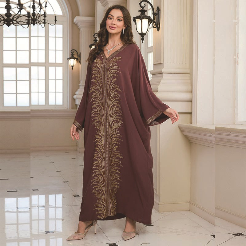 Rayon Embroidered Long Dress Beach Dress Women Sun-Protective Clothing