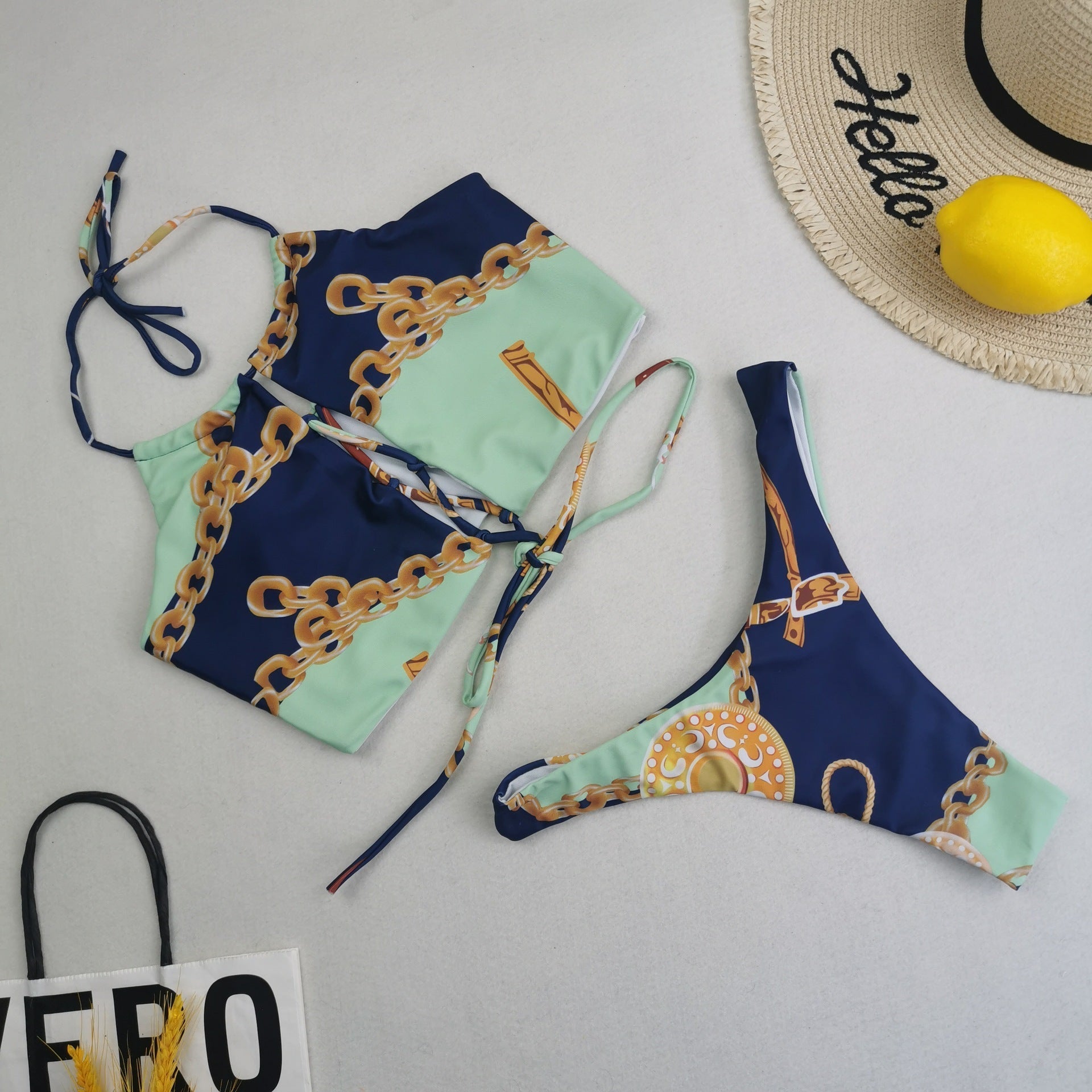 New Bikini Three Piece Swimsuit Women Sexy High Waist Printed Swimsuit Skirt Baroque Bella Mia