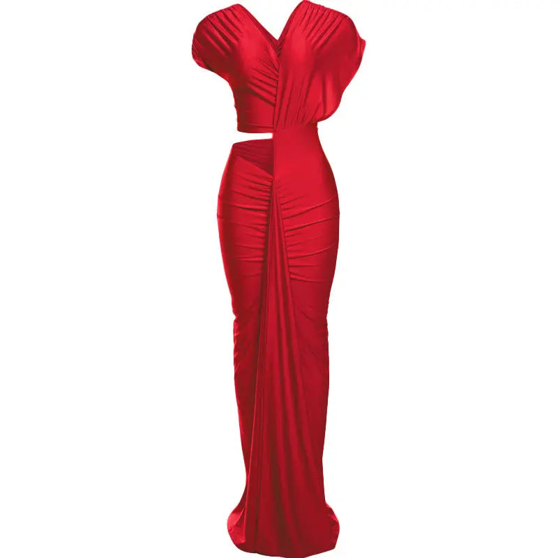 Winter Sexy Slim Fit Cropped Split Solid Color Sheath Dress Bella Mia