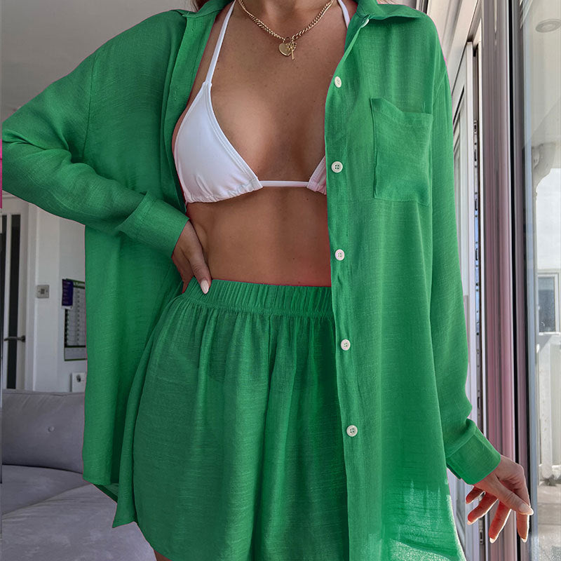 Sexy Beach Blouse Loose Beach Sun Protection Shirt Suit Casual Vacation Beach Cover Up Bella Mia