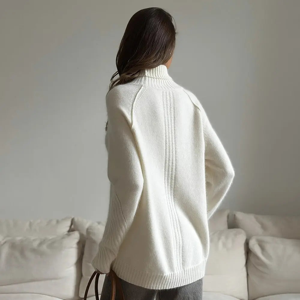 Autumn Winter White Knitwear Loose Casual Knitted Sweater for Women Bella Mia