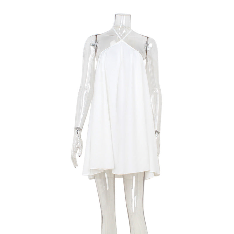 Halter Short Dress Goddess Summer Graceful Fashionable Loose Niche Clock Type Halter Dress Bella Mia