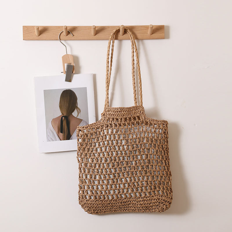 One Shoulder Hollow Out Cutout out Straw Bag Special Interest Design Straw Bag Woven Bag Vacation Beach Bag Women Bag Bella Mia
