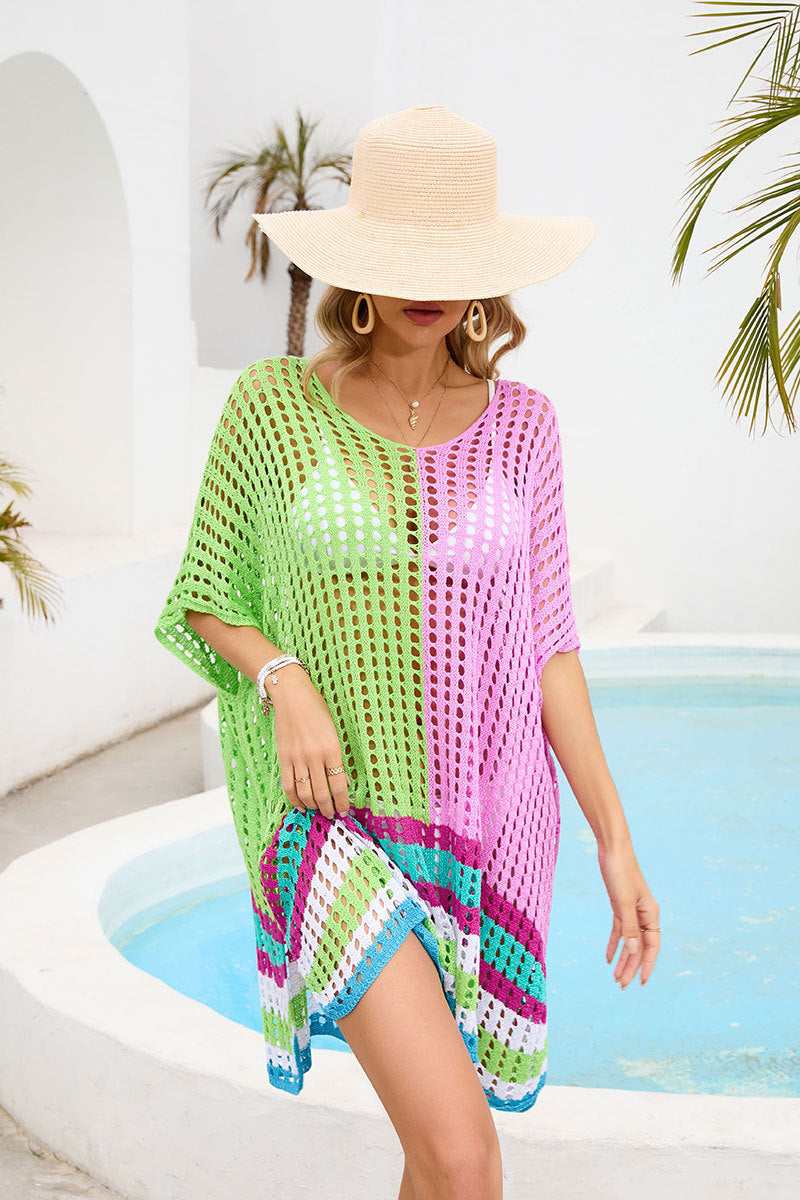 Summer Women Patchwork Cutout out Beach Dress Loose Beach Cover Up Women Bella Mia