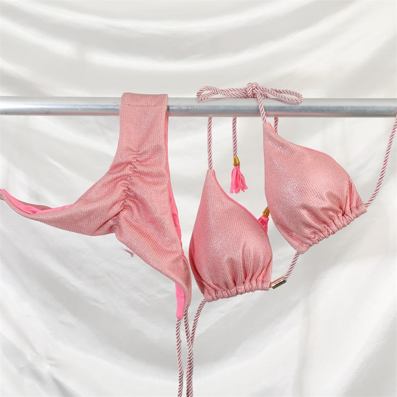 Women Sexy Bikini Women Plain Tassel Split Beach Swimsuit Suit Women Bella Mia