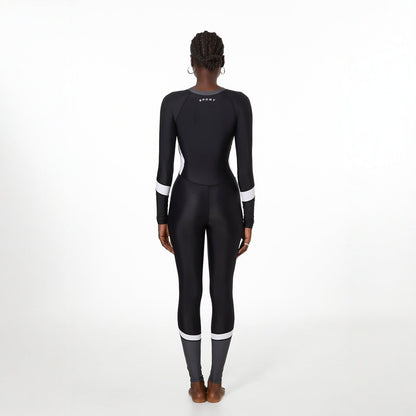 Long Sleeved Trousers Sun Protection Conservative Covering Belly Thin One Piece Training Surfing Swimsuit