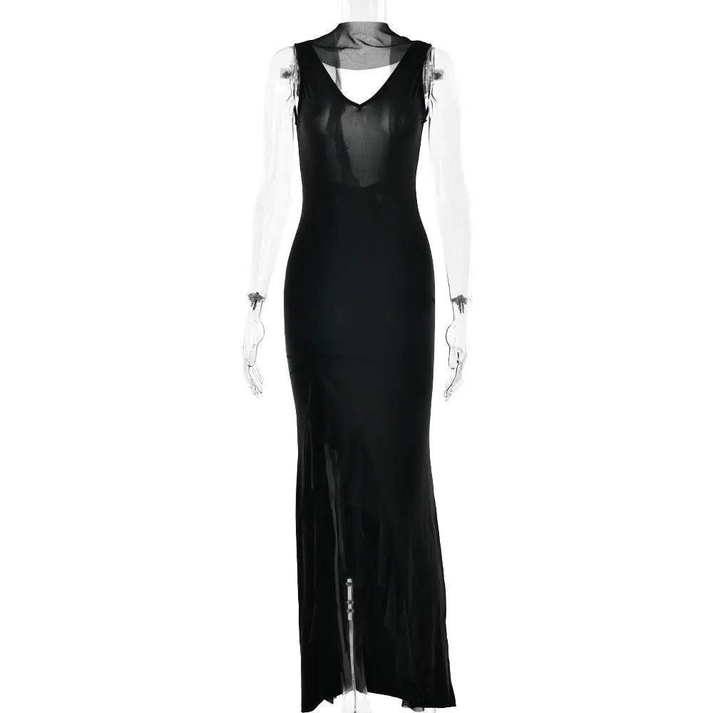 Summer Elegant Ribbon Women Dress Sexy Backless High Slit Ruffled Slim Dress Bella Mia