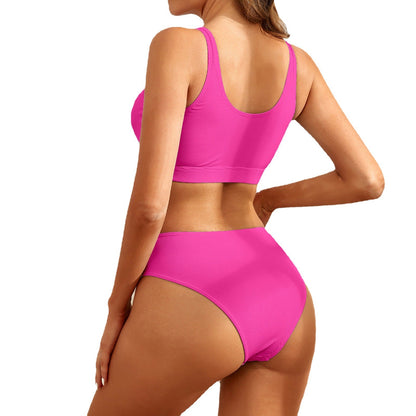 Swimsuit Women Bikini Solid Color Rib Fabric Bikini Swimsuit