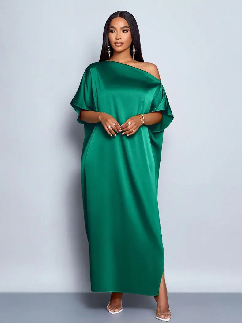 Women Clothing Early Autumn Satin Dress Yellow Satin Maxi Dress Bella Mia