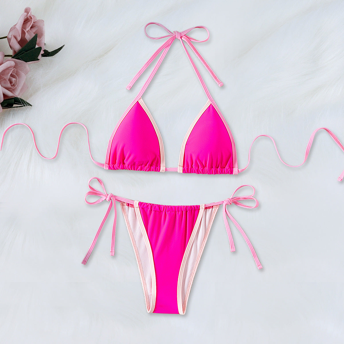 Sexy Backless Slim Fit V neck Three Point Split Swimsuit Bikini Women Swimsuit Bella Mia