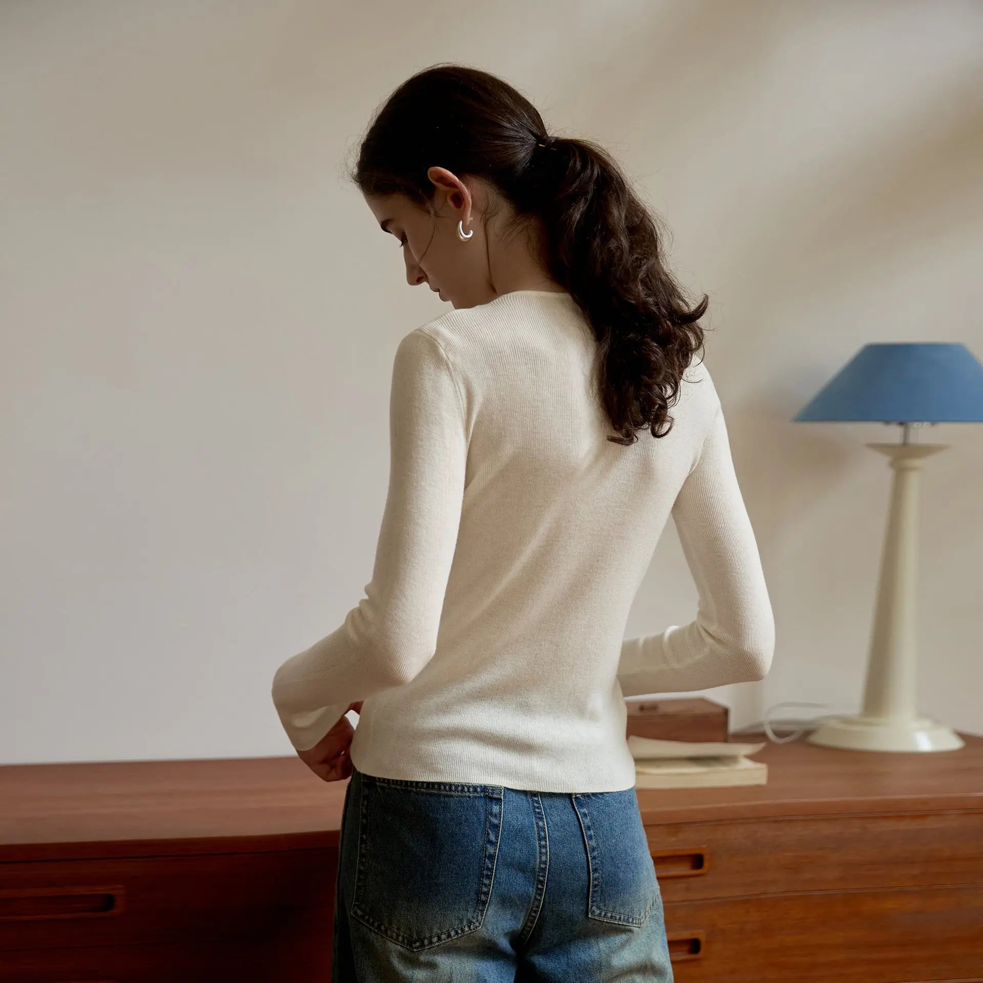 Wool Top Autumn Winter Design Slim Bottoming Shirt Gentle Long Sleeve Sweater Hollow Out Cutout Sweater Bella Mia