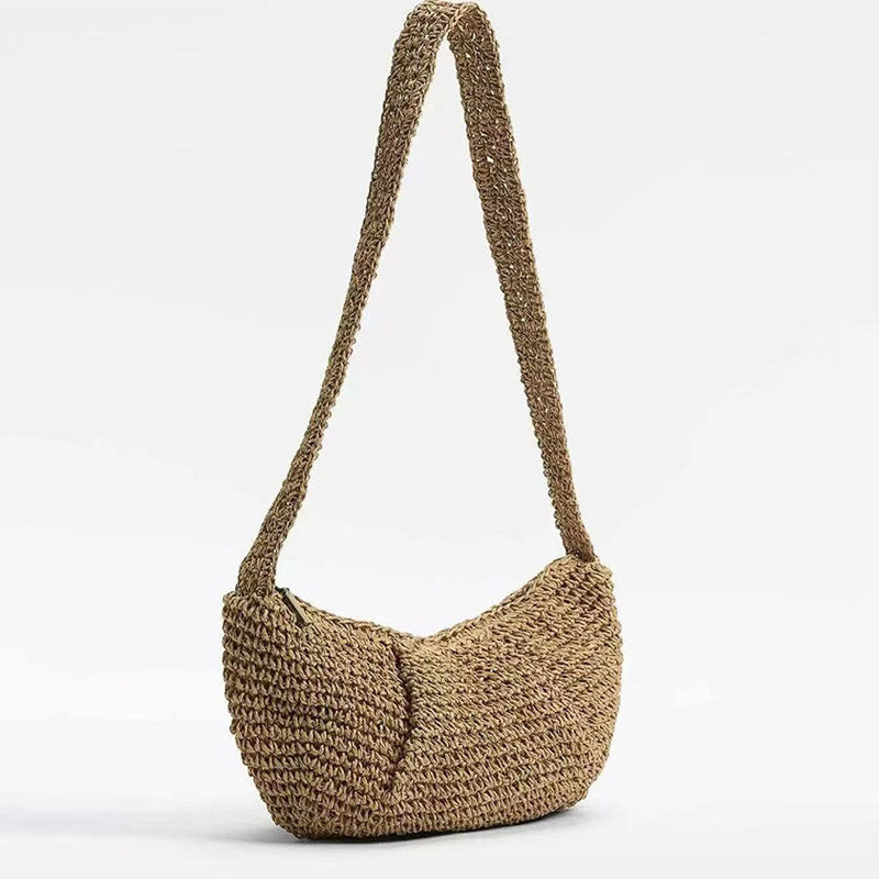 Casual Crossbody Straw Bag Niche Dumpling Bag Woven Bag Vacation Beach Bag All Match Chest Bag Bella Mia