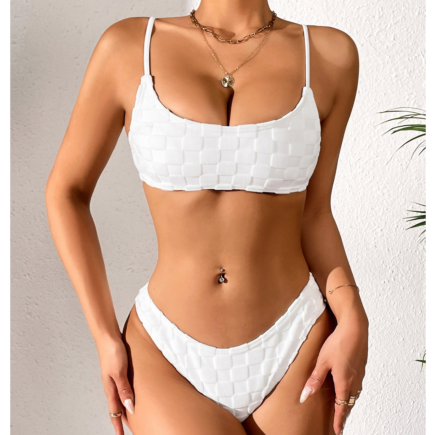 Plaid Fabric Outer Single Swimsuit Bikini Women Swimsuit Sexy Split Bikini Bella Mia