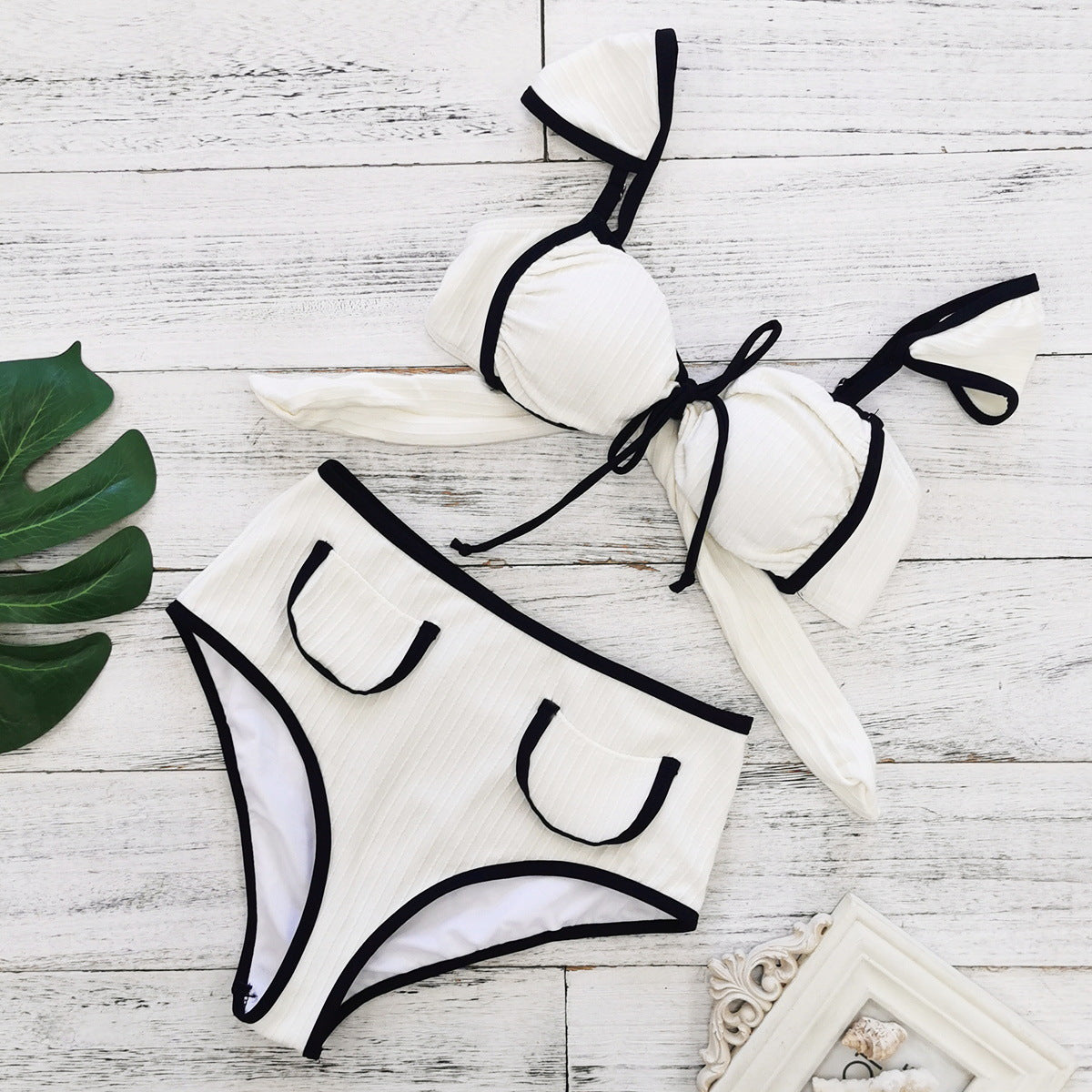 Solid Color High Waist Bikini Simple Split Swimsuit Women Sexy Bikini Bella Mia