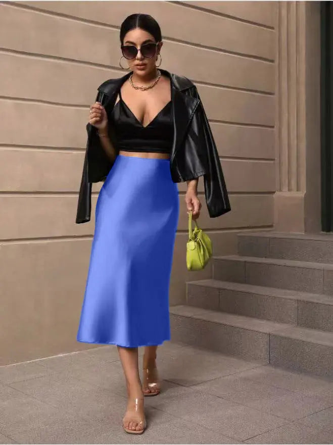 Hip Wrapped Fishtail Skirt Satin Mid Length Skirt Autumn Women Clothing Direct Bella Mia