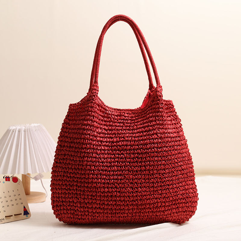 Large Capacity Tote Straw Bag Casual Shoulder Woven Bag Vacation Beach Bag Women Bag Bella Mia