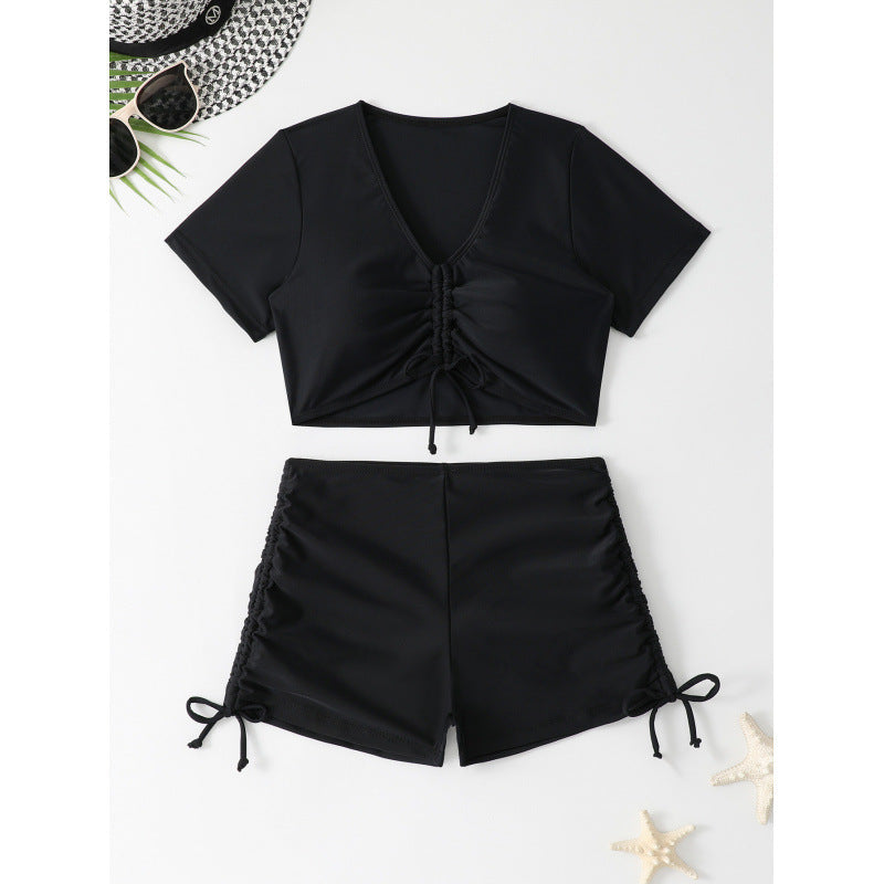 Swimsuit Women Sexy Boxer Short Sleeve Conservative Split Bikini Swimsuit Bikini Bella Mia