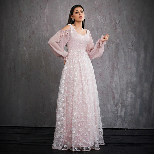 Slim Fit Ball Dress Floral Tight Waist Maxi Dress Ball Party Adult Formal Dress Daily Evening Dress Bella Mia