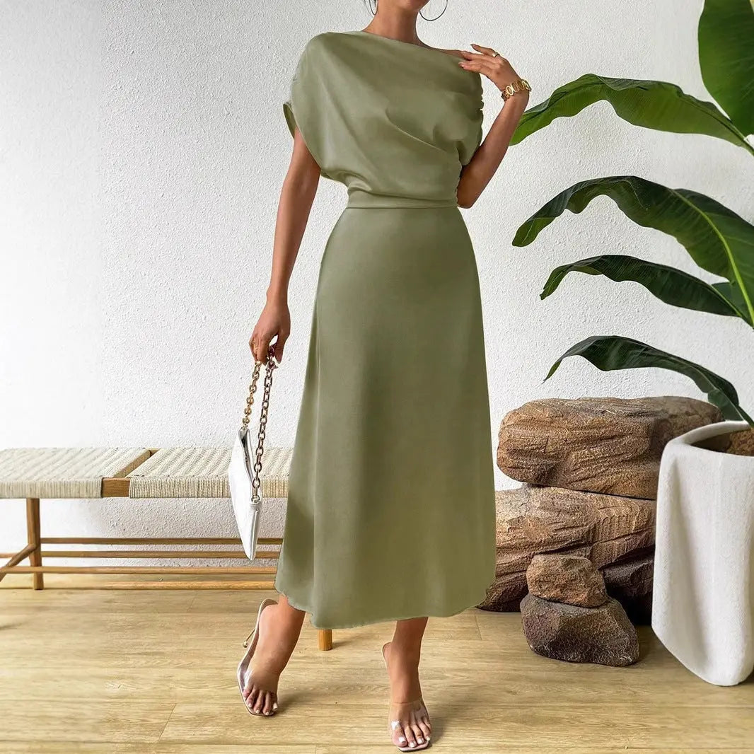 Women Clothing Trendy Summer Satin Satin Women Summer Dress Tight Jumpsuit Long Dress Bella Mia