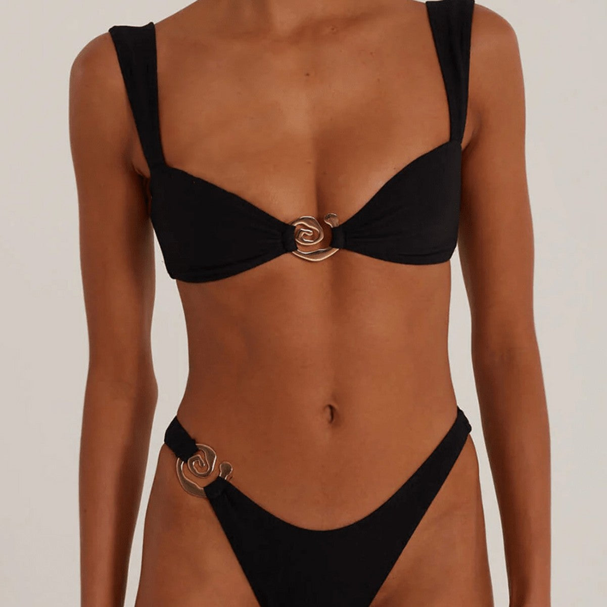 Bikini Solid Color Tied Low Waist Sexy Bikini Split Swimsuit Women Swimwear Bella Mia