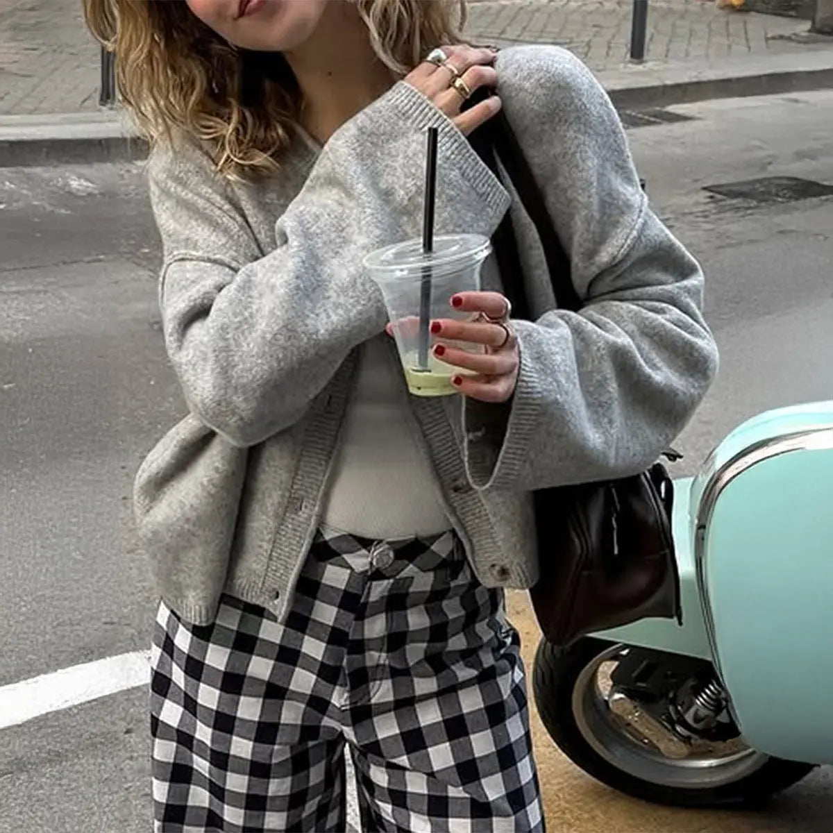 French Holiday Button Long Sleeve Sweater Women Clothing Autumn Winter Bella Mia