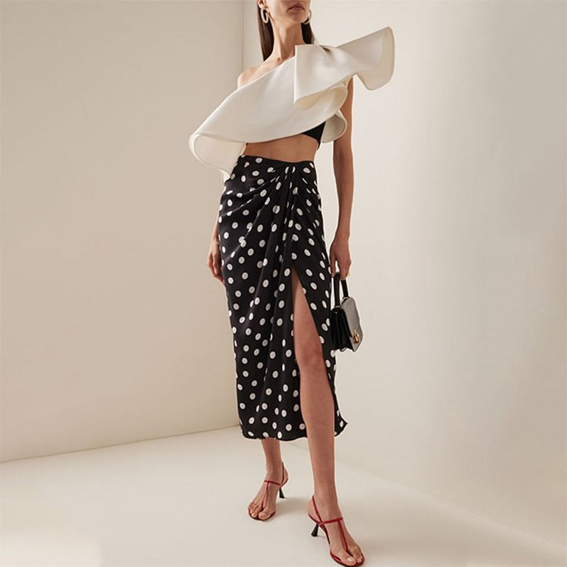 Simple Special Interest Split Swimsuit Women Polka Dot Skirt High Waist Bikini Bella Mia