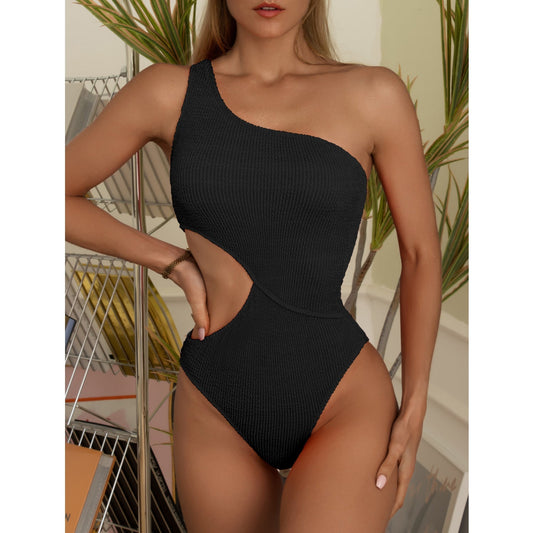 Swimsuit Wrinkle Champray Sexy Siamese One Shoulder Bikini Swimsuit Women Bikini Bella Mia
