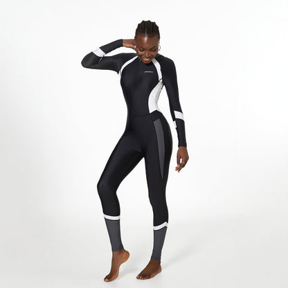 Long Sleeved Trousers Sun Protection Conservative Covering Belly Thin One Piece Training Surfing Swimsuit