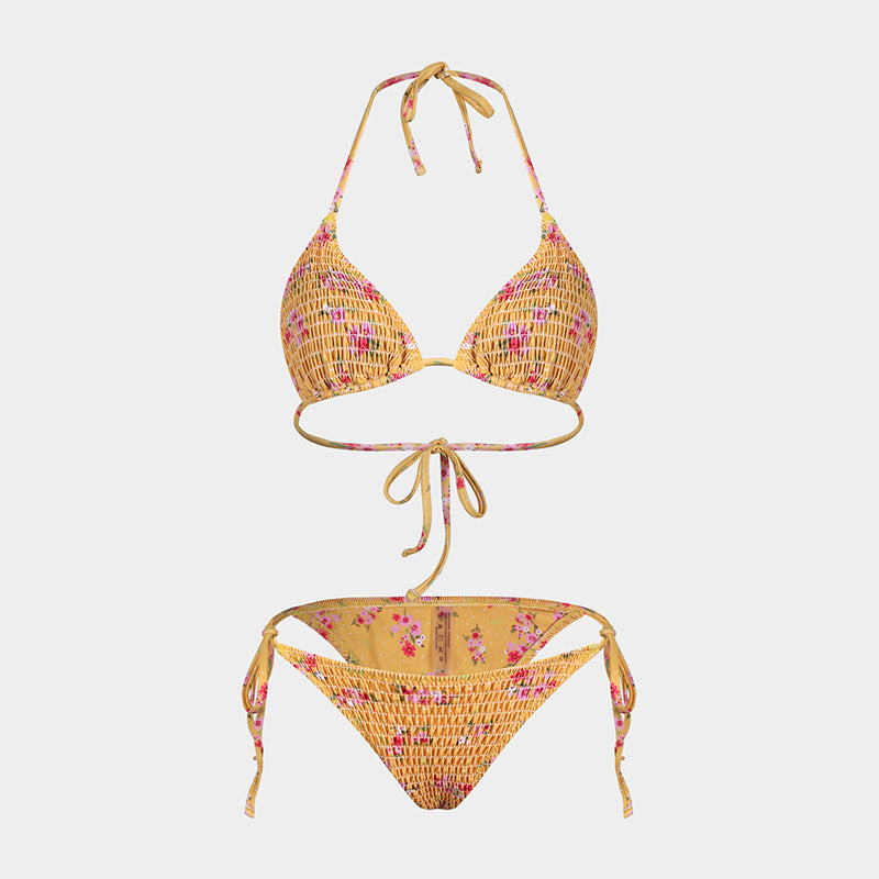 Printed Bikini Three Piece Gauze Skirt Split Sexy Vacation Bikini Swimsuit Bella Mia