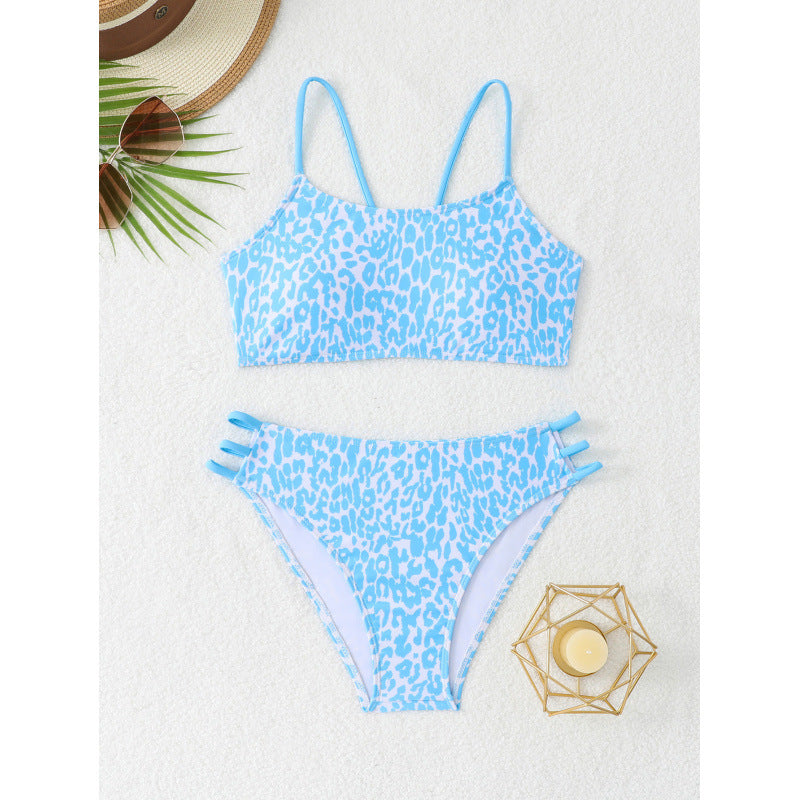 Split Swimsuit Leopard Print Simple Bikini Women Sexy Beach Swimsuit with Chest Pad Bella Mia