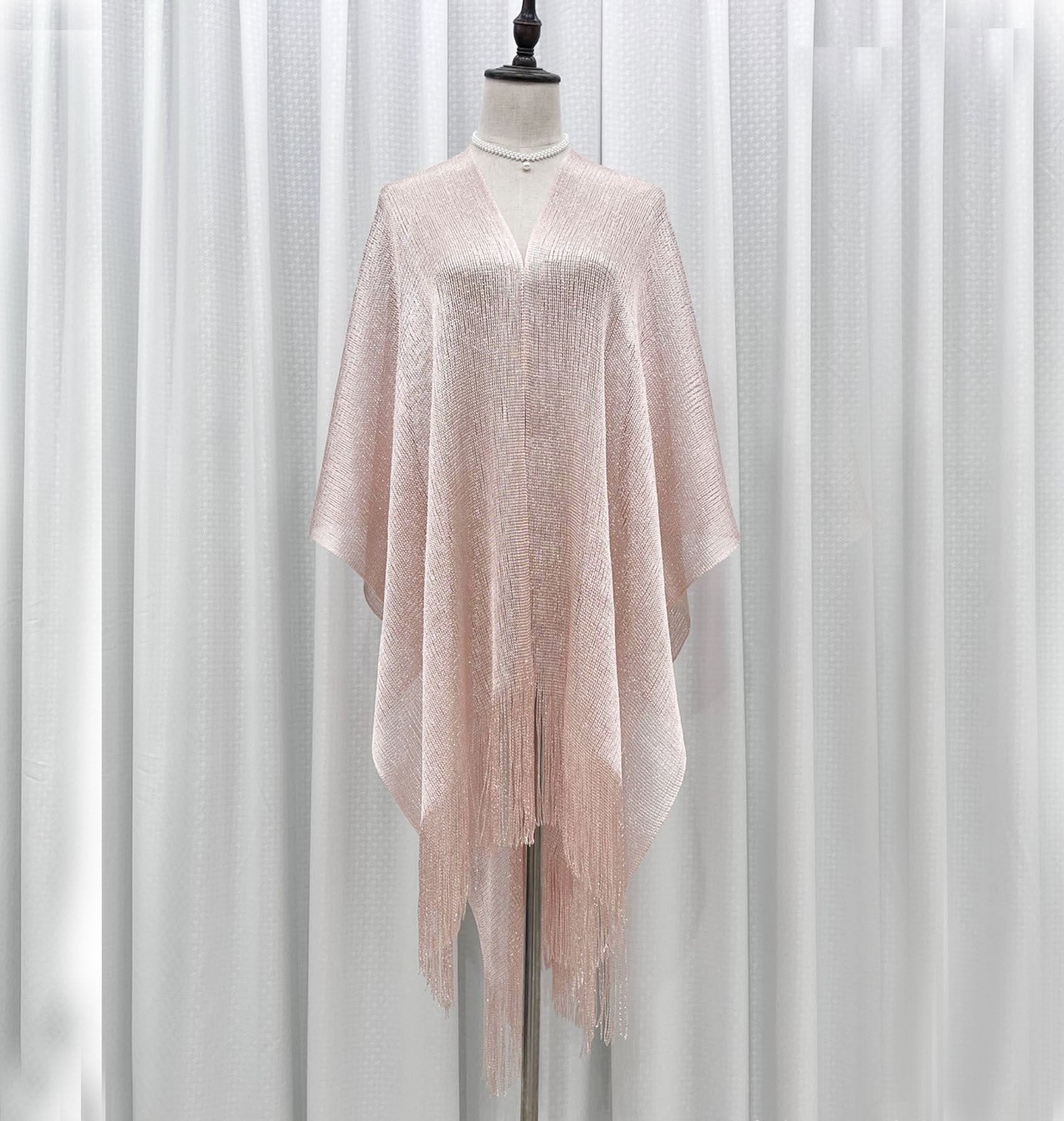 Beach Solid Color Sun Proof Tassel Knitting Beach Cover Up Sweater Shawl Cardigan Bella Mia