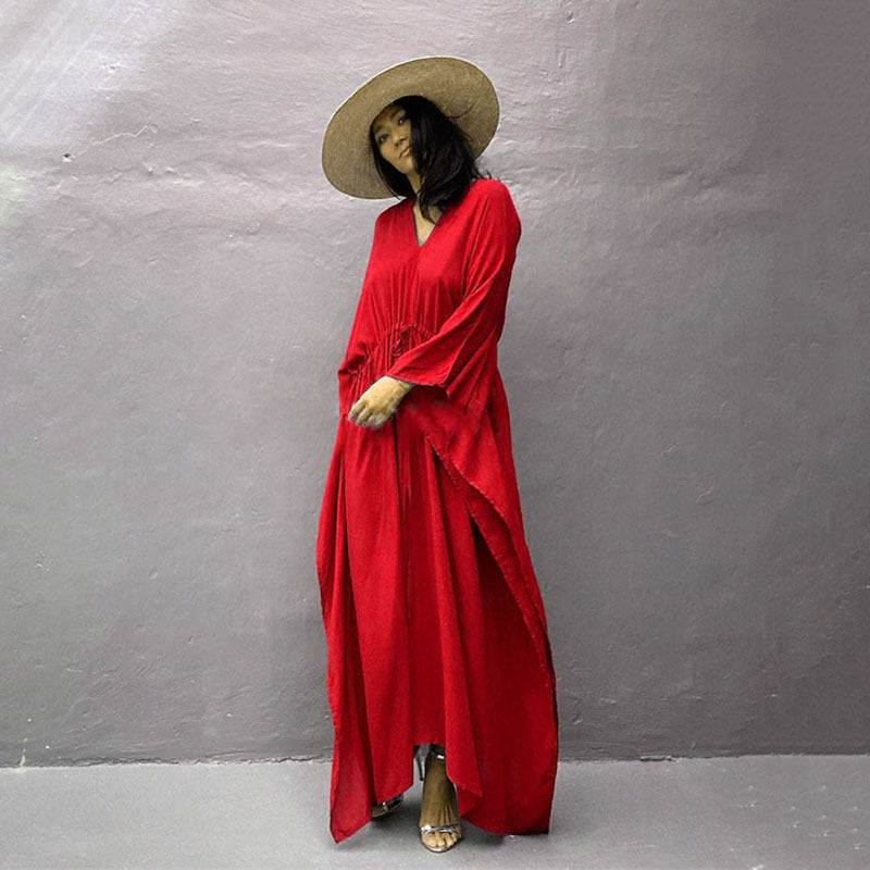 Rayon Loose Sexy Split Beach Cover Up Waist Pull Belt Vacation Skirt Bikini Cover Bella Mia