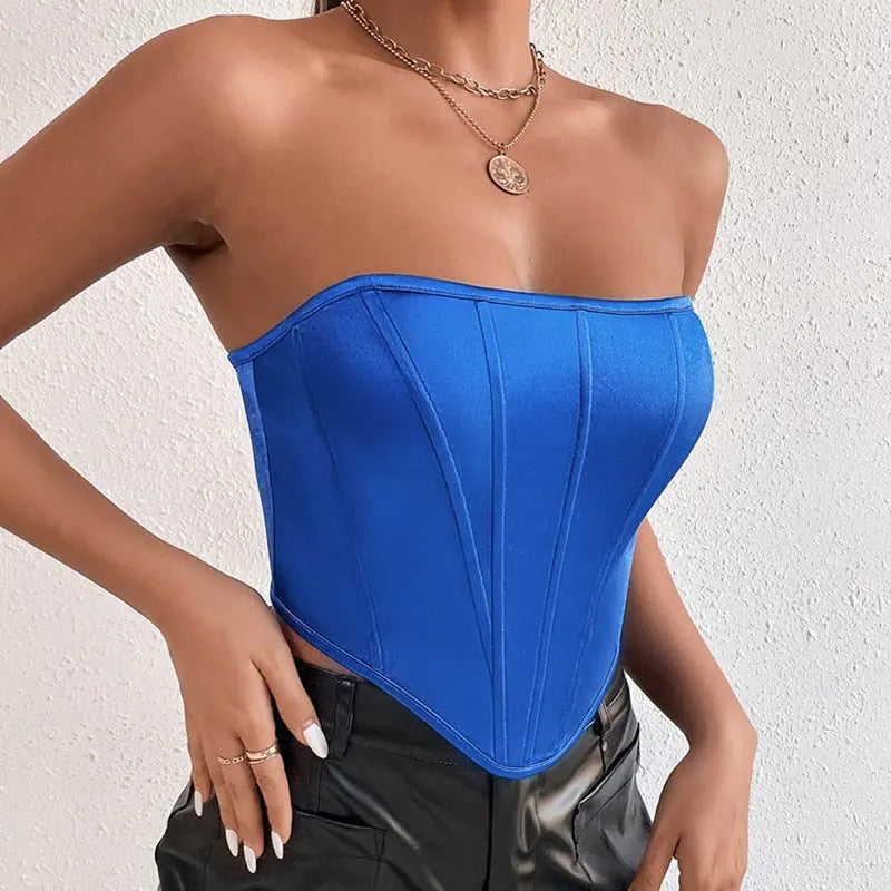 Glossy Tube Top Diamond-Shaped cropped Backless Wrapped Chest Vest Boning Corset Boning Corset Corset Bandana Bella Mia